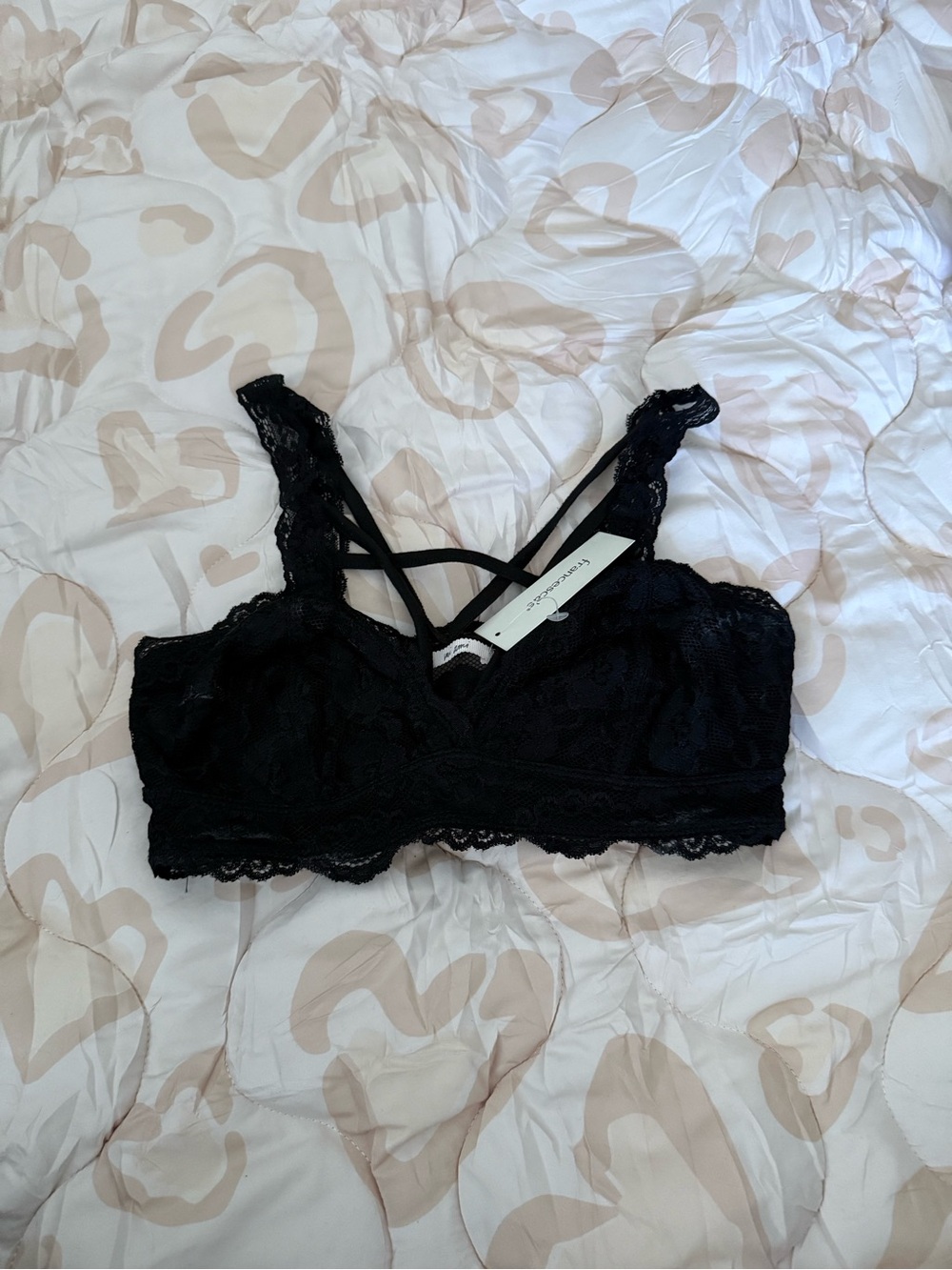 Francesca's Collections Black Lace Strappy Bralette